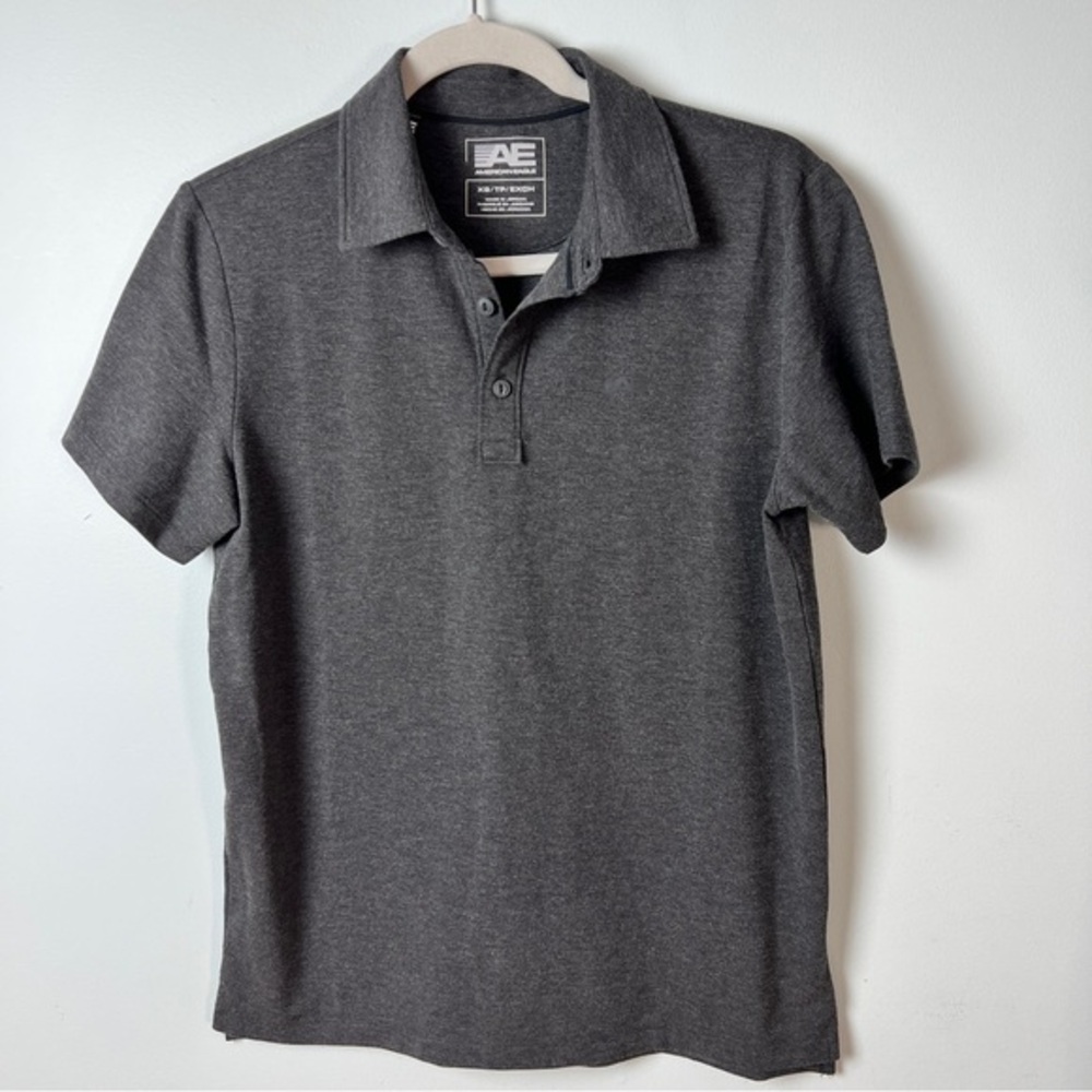 American Eagle Men’s Heather Gray Polo Shirt - Size X-Small
